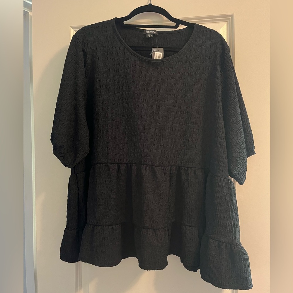 Boohoo black peplum top